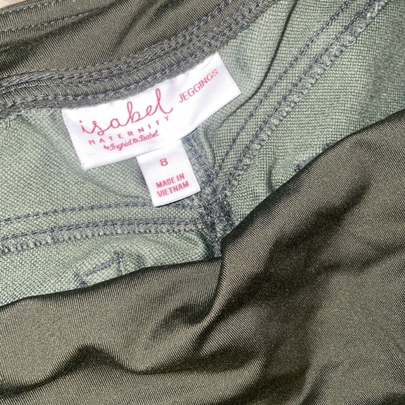 Isabel Maternity Size 8 Army Green Cozy Jeggings with Ankle Zippers - Picture 2 of 6
